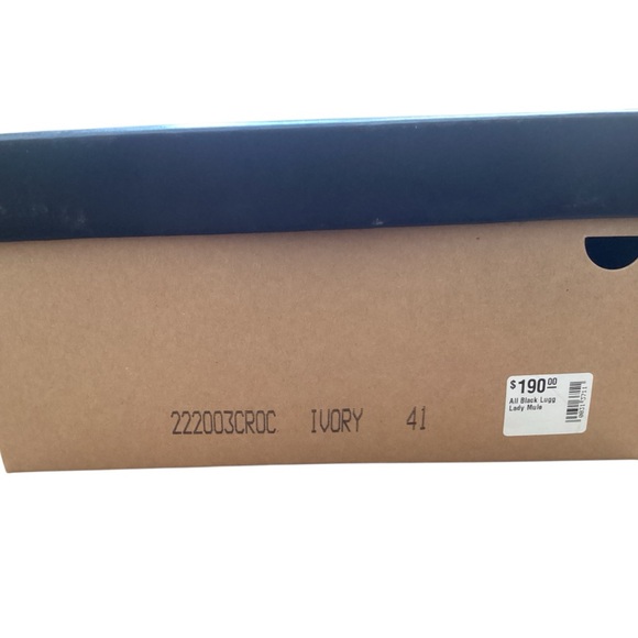 All Black Croc-Embossed White Leather Loafer Mules - Picture 6 of 6